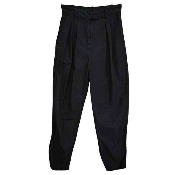 H&M Linen Blend Pleated Front Pants Size 2 Black 2 Front Pockets Zipper Closure - Picture 1 of 8